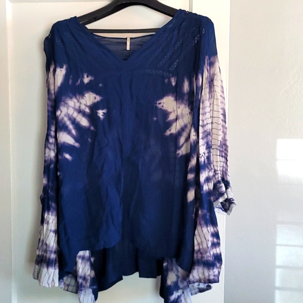 Free People Blue TieDye Boho Top